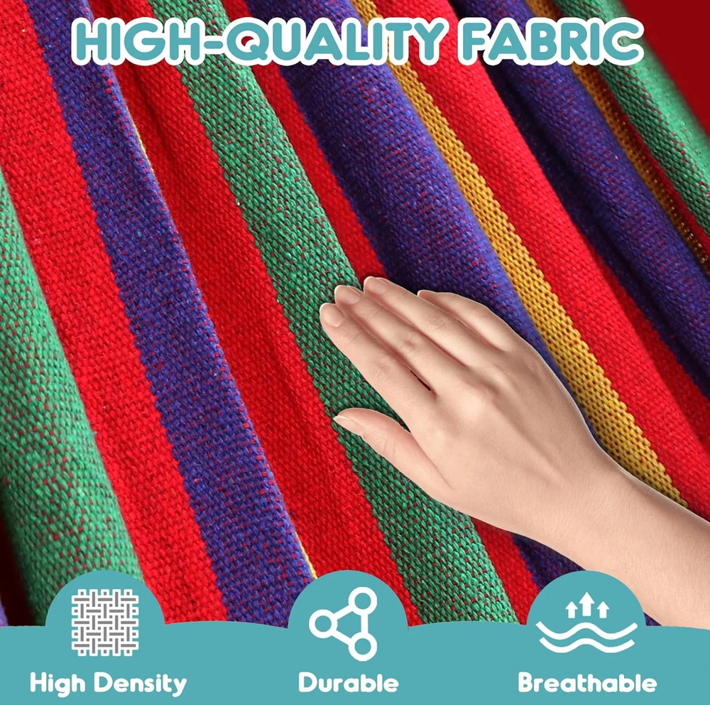 Anyoo lauko hamakas su skersiniu strypu, 210 x 150 cm, 200 kg, raudonas, AY-Stripes-Hammock-red-40