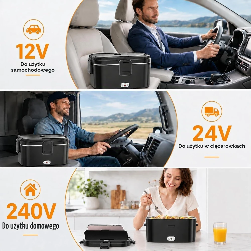 AOKBON elektrinė maisto dėžutė 120 W, 1,8 l, 12 V/24 V/240 V, modelis 3996
