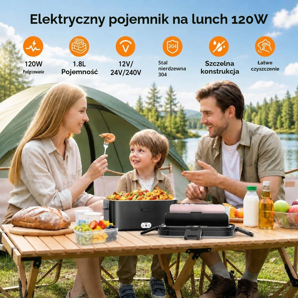 AOKBON elektrinė maisto dėžutė 120 W, 1,8 l, 12 V/24 V/240 V, modelis 3996