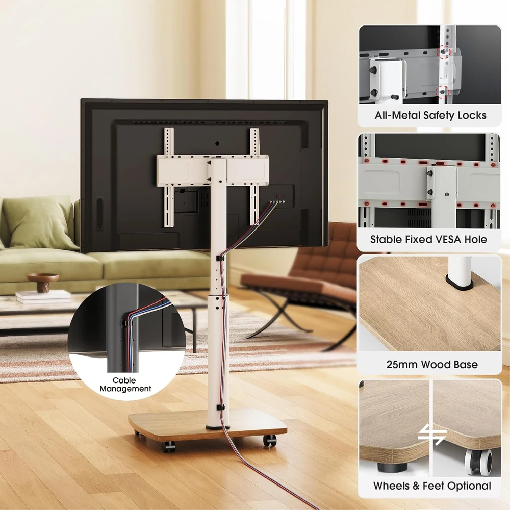 AOKCOS mobilus televizoriaus stovas su ratukais 32–65 col., VESA 100 × 100–400 × 400 mm FTC140567-EU