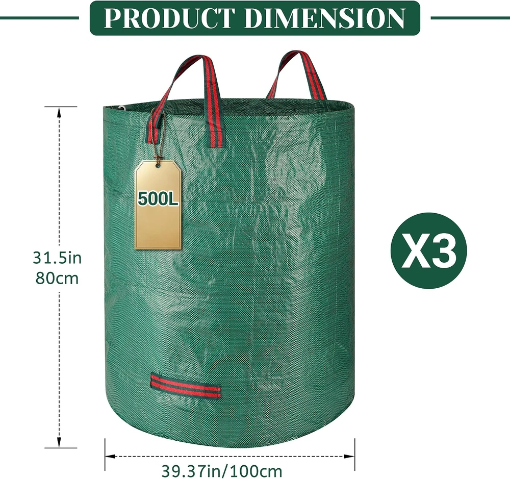 Aonext sodo atliekų maišai, 3 vnt., 272 l, polipropilenas 150 g/m², 67 x 76 cm