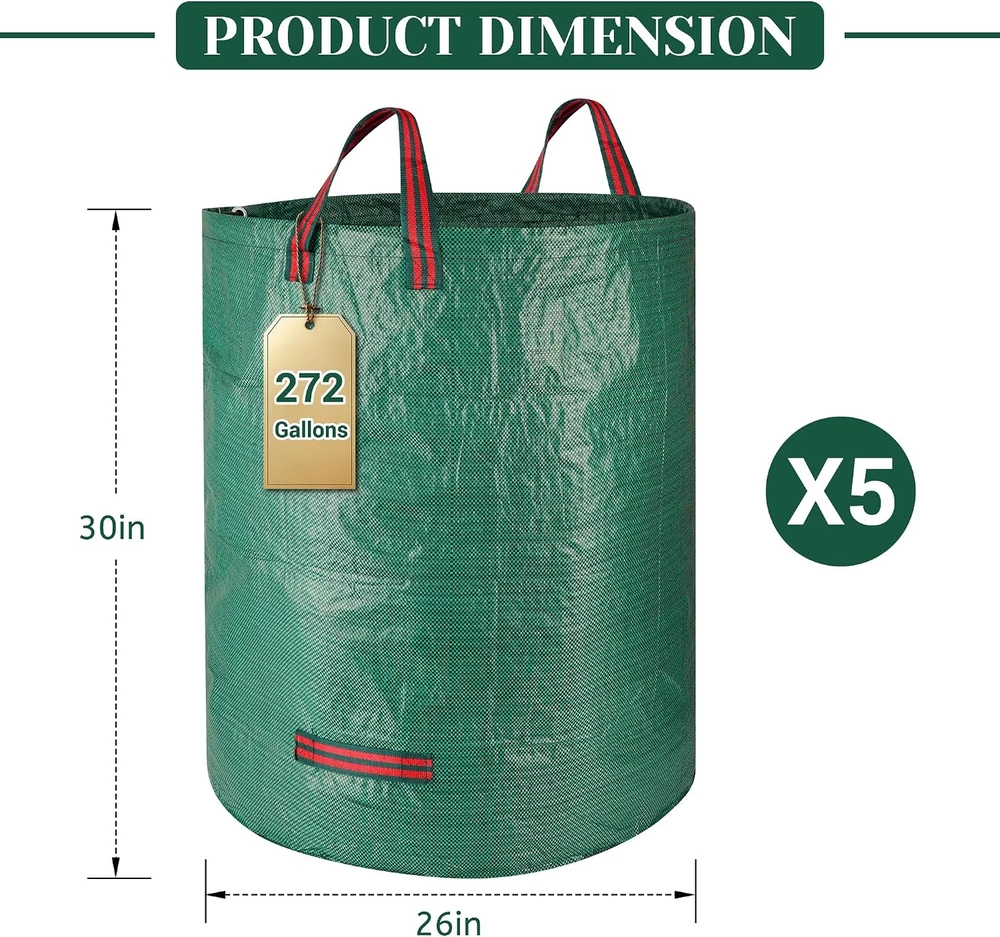Aonext sodo atliekų maišai, 5 vnt., 272 l, 67 x 67 x 76 cm, B0F3D951CL