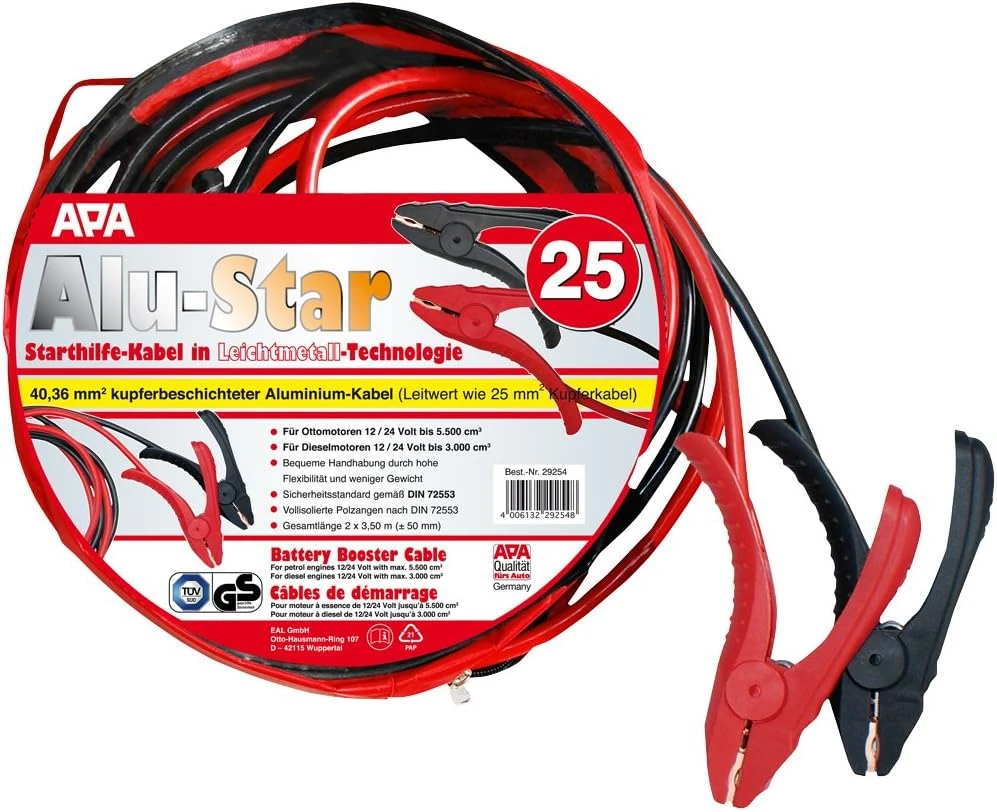 APA užvedimo laidai Alu-Star, 2 × 3,5 m, 12/24 V, 40,36 mm², 29254