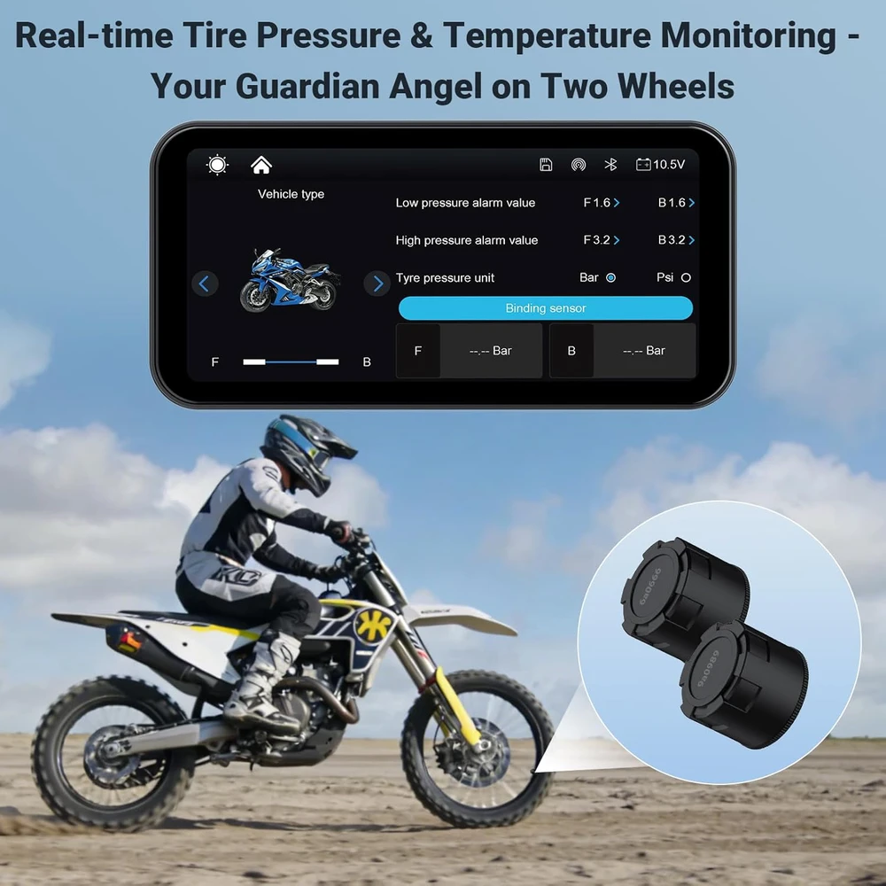aphqua bevielis 6 colių vandeniui atsparus motociklo CarPlay ekranas su Bluetooth ir GPS navigacija, modelis 622