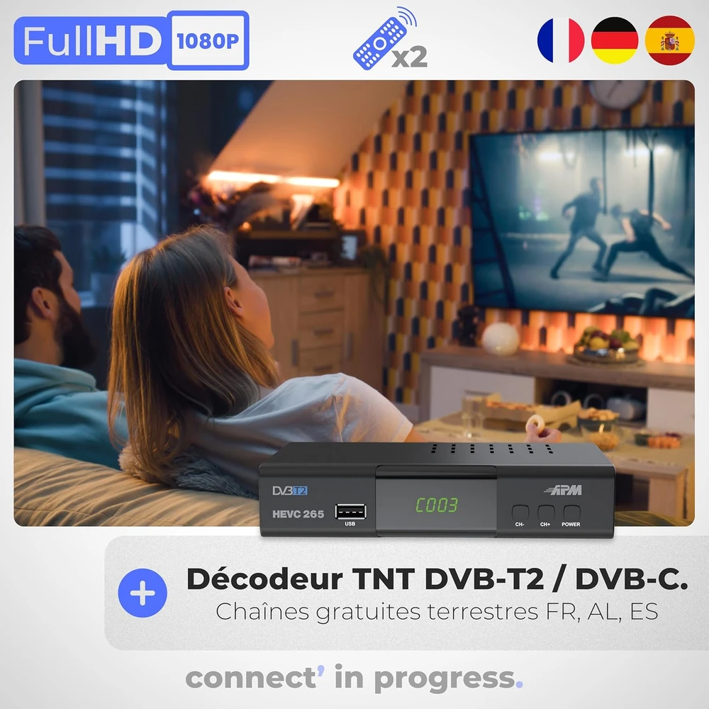APM DVB-T2 DVB-C televizijos imtuvas H.265 HEVC, Full HD, HDMI, SCART, USB, modelis 428002