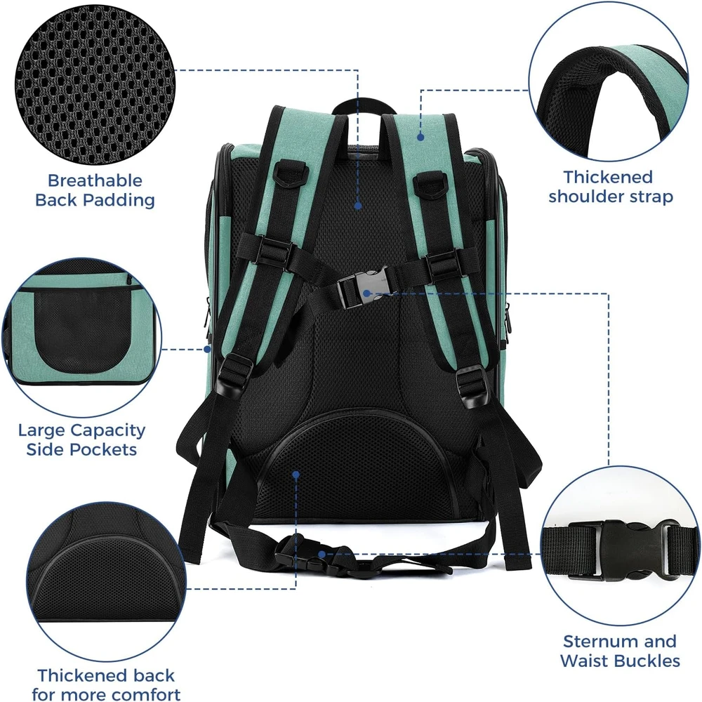 Apollo Walker gyvūnų nešyklė, kvėpuojantis tinklelis, šunims ir katėms, 2–15 kg, mėlyna, TWTB-81030D2