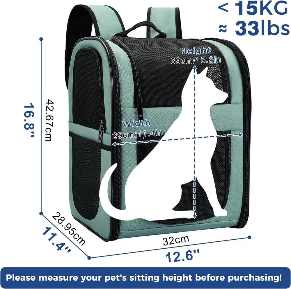 Apollo Walker gyvūnų nešyklė, kvėpuojantis tinklelis, šunims ir katėms, 2–15 kg, mėlyna, TWTB-81030D2