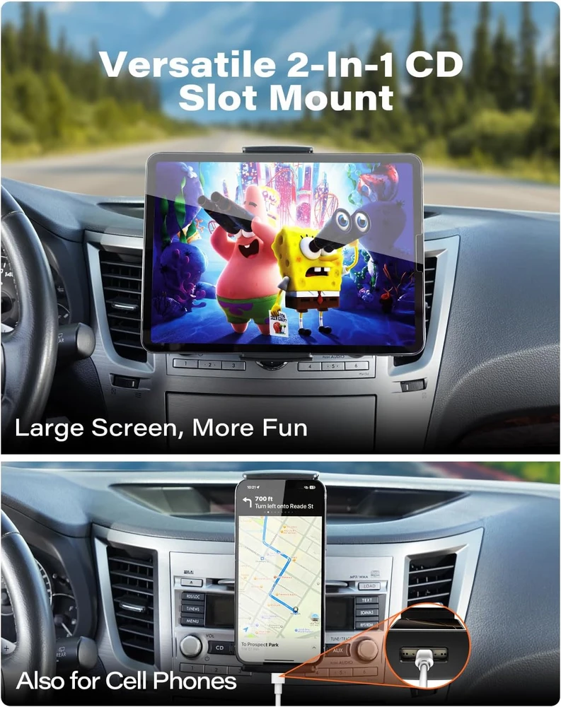 APPS2Car automobilinis planšetinio kompiuterio laikiklis į CD lizdą 4.7–11 col. IP02-CD2
