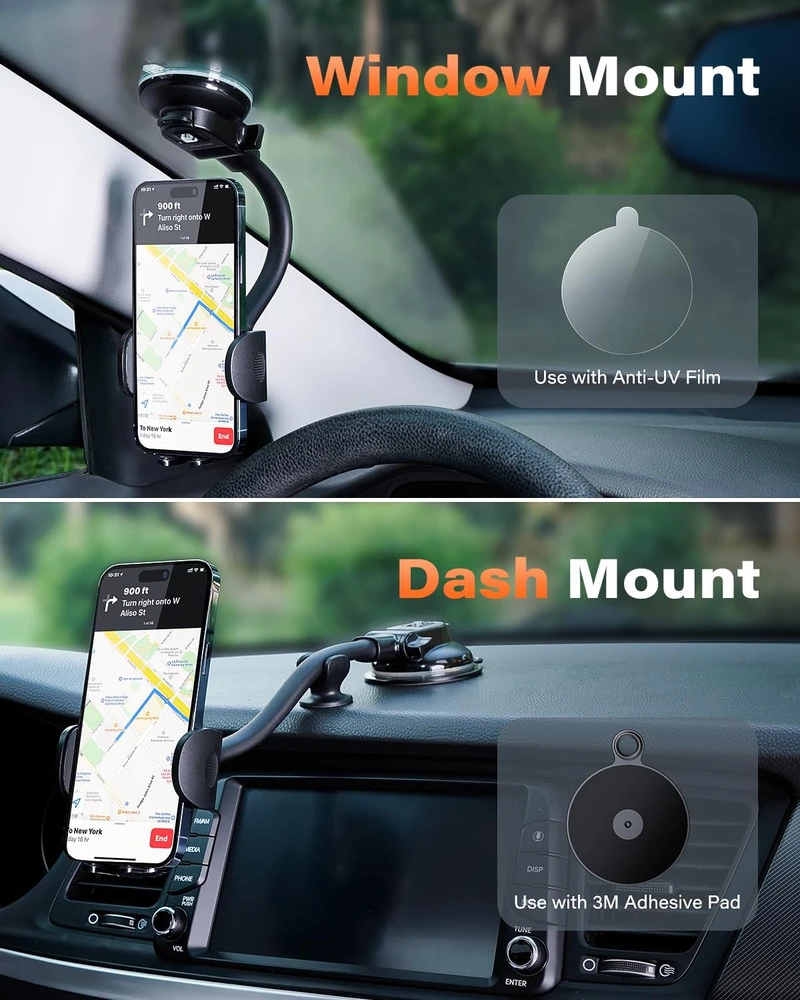 APPS2Car automobilinis telefono laikiklis su siurbtuku, 21 cm lanksčiu laikikliu 619960278918