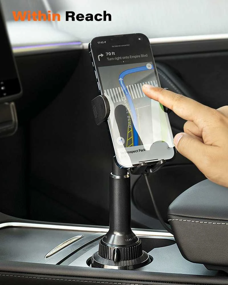 APPS2Car automobilinis telefono laikiklis puodelių laikiklyje su 15 W belaidžiu įkrovimu H9-C04