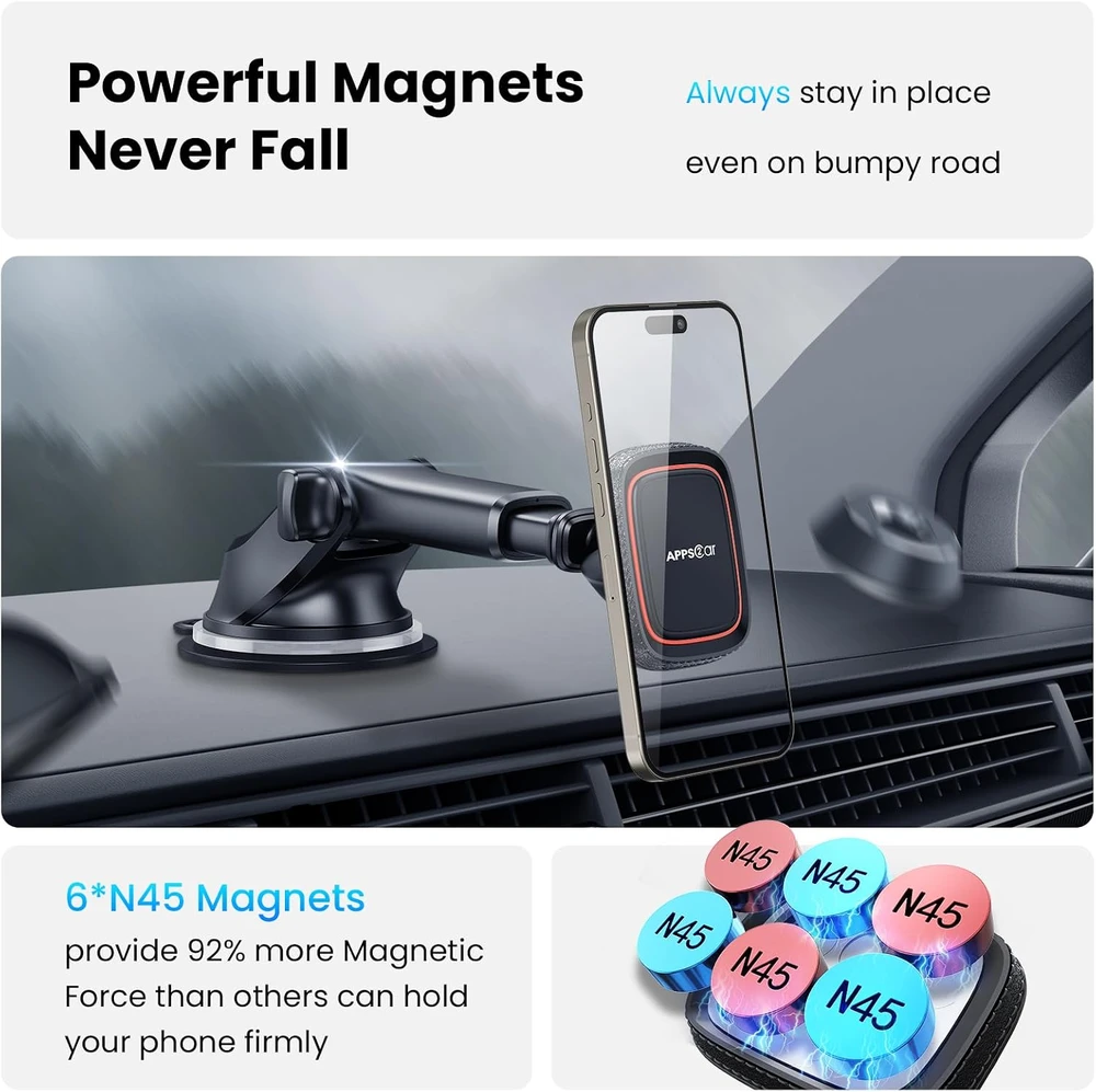APPS2Car magnetinis automobilinis telefono laikiklis su teleskopine kojele M02 Pro-S02