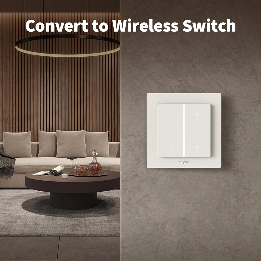 Aqara išmanusis šviesos jungiklis Thread/Zigbee, 2 mygtukų, neutralus, 1 kanalas, WS-K07E