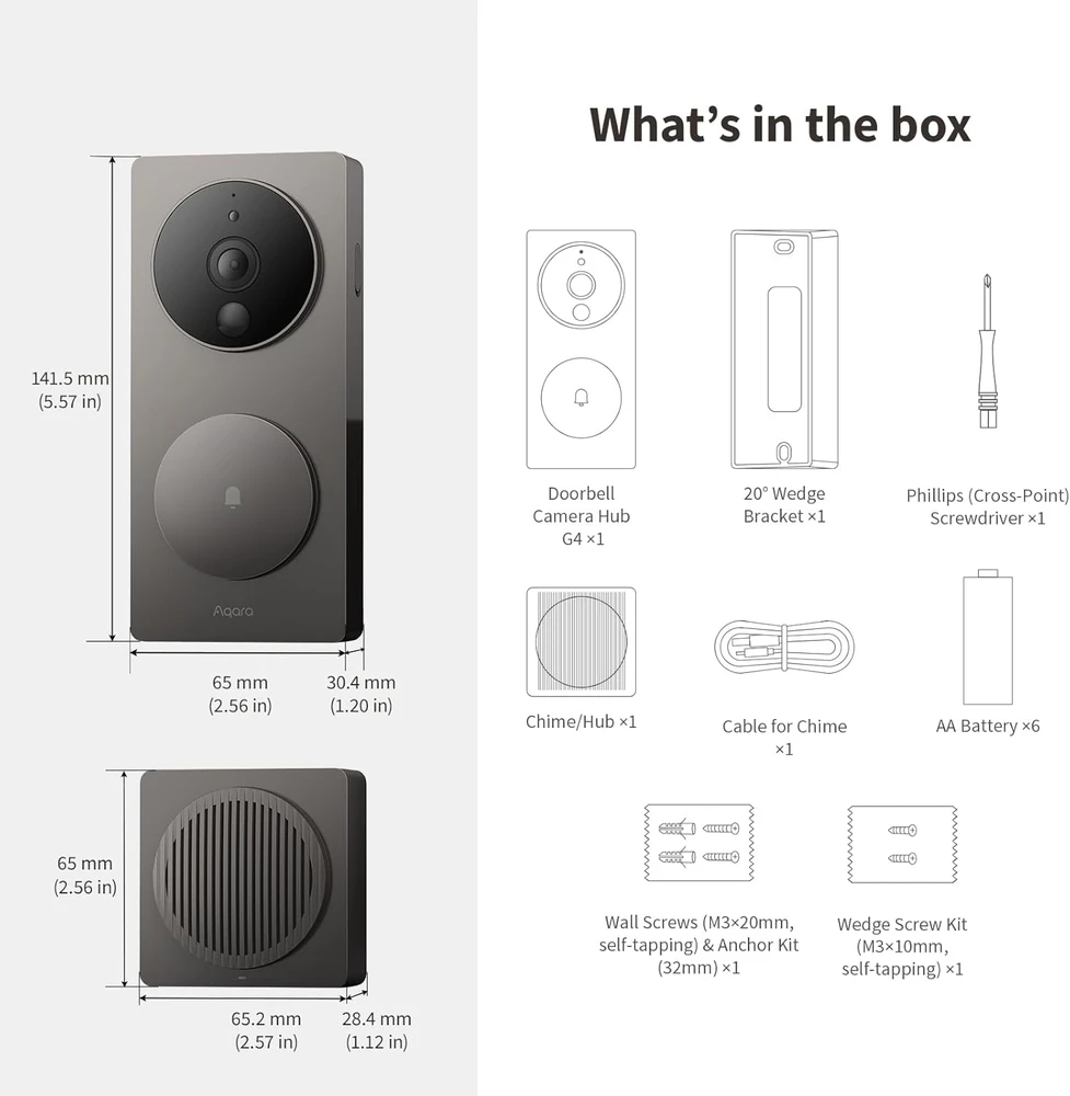 Aqara išmanusis vaizdo domofonas 1080p FHD, veido atpažinimas, Wi-Fi, HomeKit palaikymas, SVD-KIT1