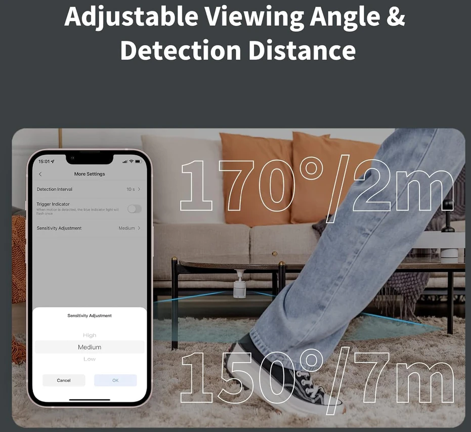Aqara judesio jutiklių rinkinys, Zigbee 3.0, judesio aptikimo kampas 170°, baterija iki 5 metų, MS-T05E