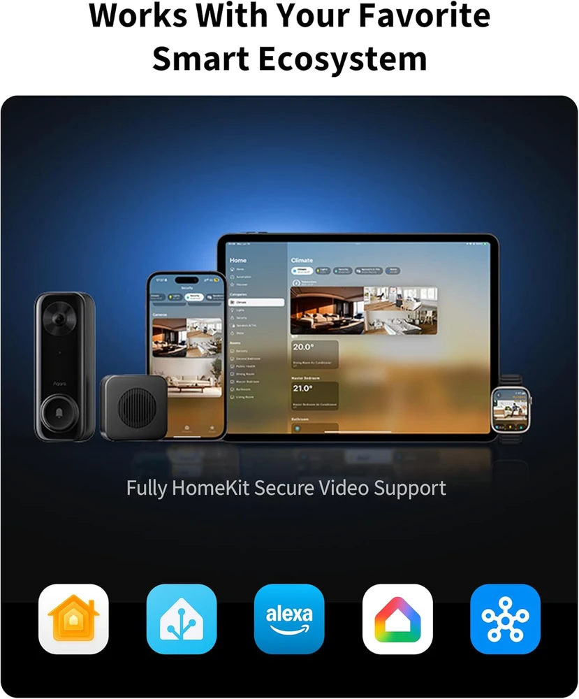 Aqara vaizdo domofonas G400 su gongu, 2K raiška, Wi-Fi 6, HomeKit, IP65, laidinis/PoE