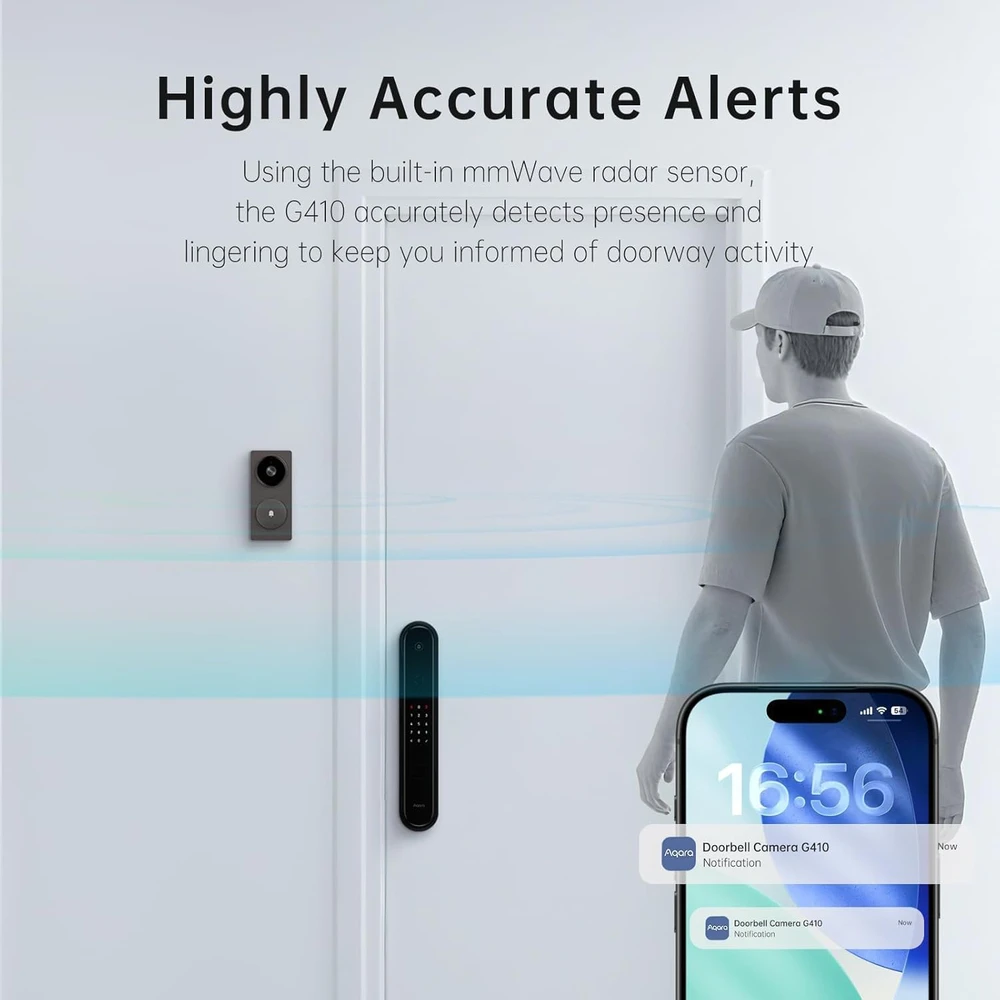 Aqara vaizdo skambutis su domofono funkcija 2K, Wi-Fi, Zigbee, Matter, dvikryptis garsas, Doorbell Camera Hub G410
