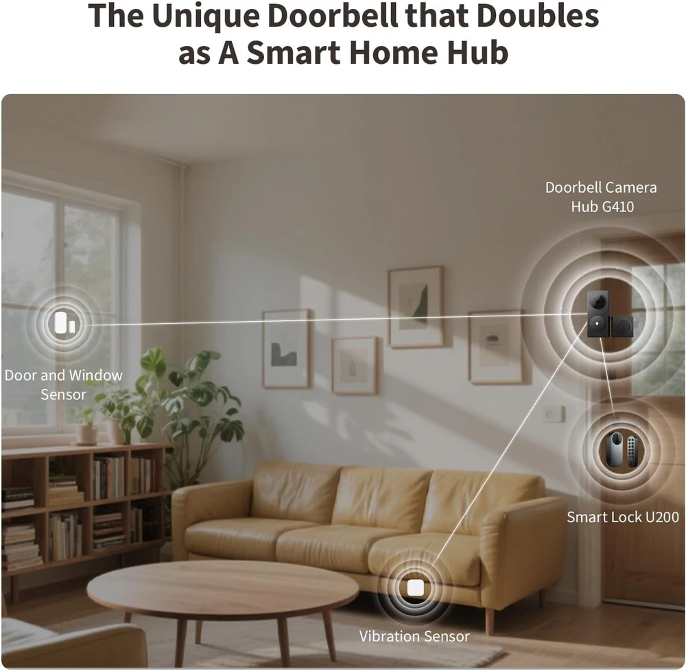 Aqara vaizdo skambutis su domofono funkcija 2K, Wi-Fi, Zigbee, Matter, dvikryptis garsas, Doorbell Camera Hub G410