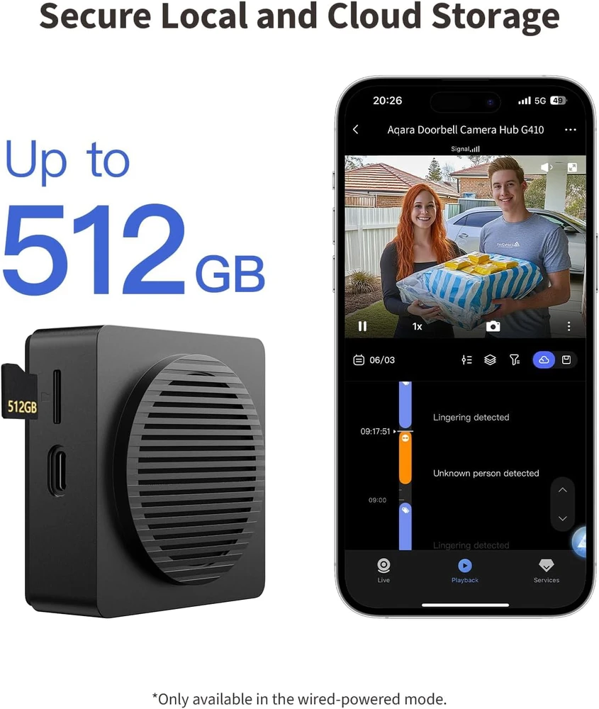 Aqara vaizdo skambutis su domofono funkcija 2K, Wi-Fi, Zigbee, Matter, dvikryptis garsas, Doorbell Camera Hub G410