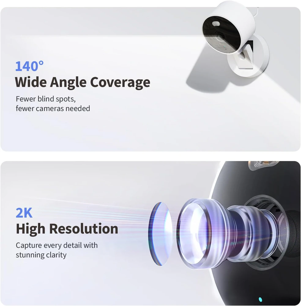 Aqara vidaus ir lauko IP kamera 2K Wi-Fi 6, 140° kampas, IP65 atsparumas, CH-C08E