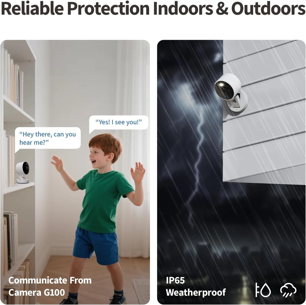 Aqara vidaus ir lauko IP kamera 2K Wi-Fi 6, 140° kampas, IP65 atsparumas, CH-C08E