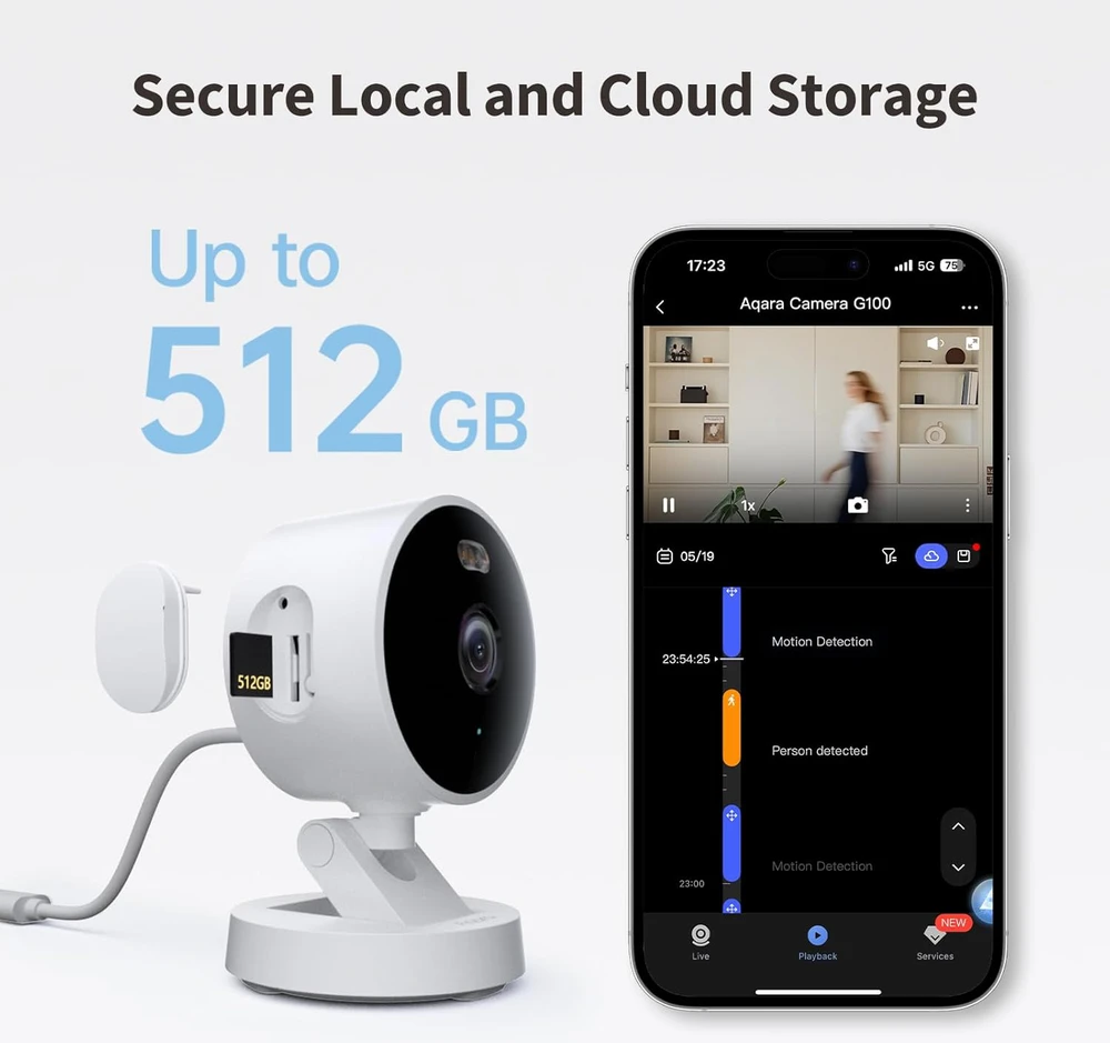 Aqara vidaus ir lauko IP kamera 2K Wi-Fi 6, 140° kampas, IP65 atsparumas, CH-C08E