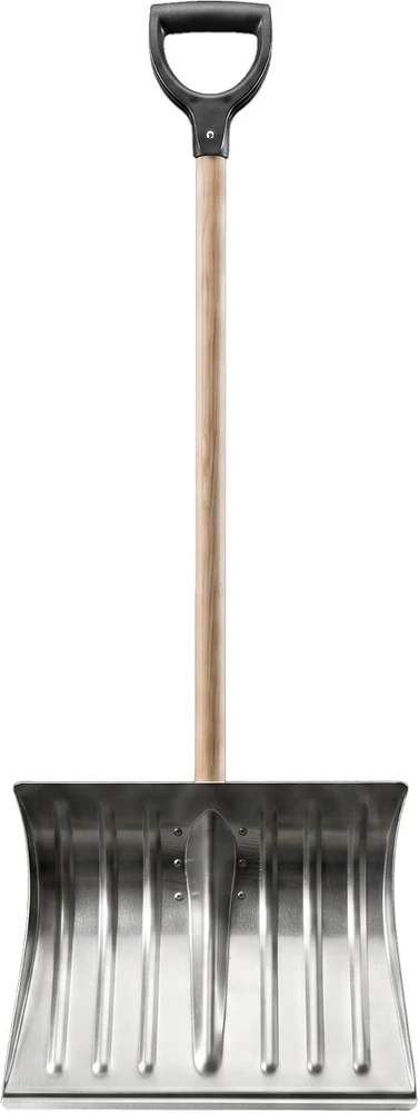 Aqbau aliumininis sniego kastuvas 50 cm su mediniu kotu ir D formos rankena LSA10
