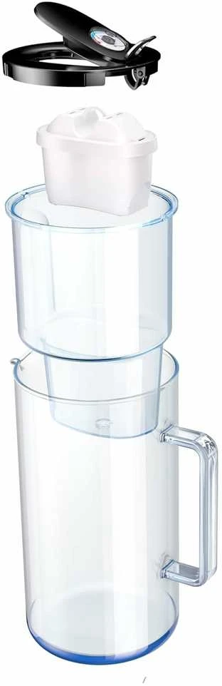 Aquaphor stiklinis vandens filtravimo ąsotis, 2,5 l talpa, MAXFOR+ filtras, juodas