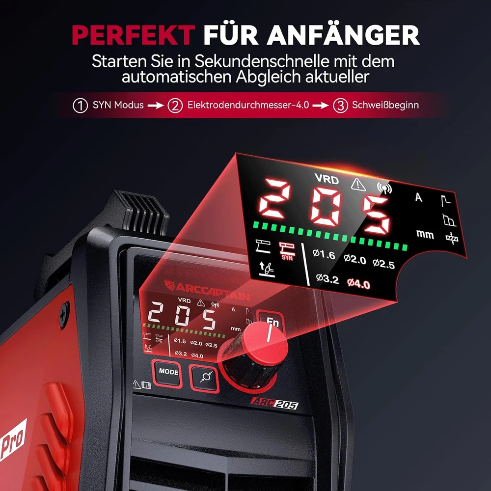 ARCCAPTAIN MMA suvirinimo aparatas 200 A, DC IGBT inverteris, iControl ARC 205 PRO
