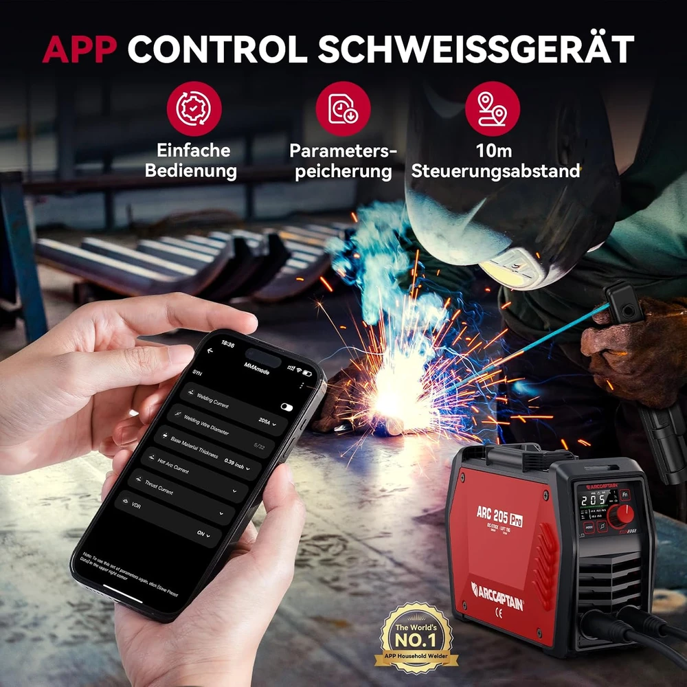 ARCCAPTAIN MMA suvirinimo aparatas 200 A, DC IGBT inverteris, iControl ARC 205 PRO