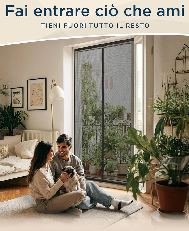 ARCOL magnetinis tinklelis nuo vabzdžių durims, reguliuojamo pločio, 155 × 215 cm, juoda