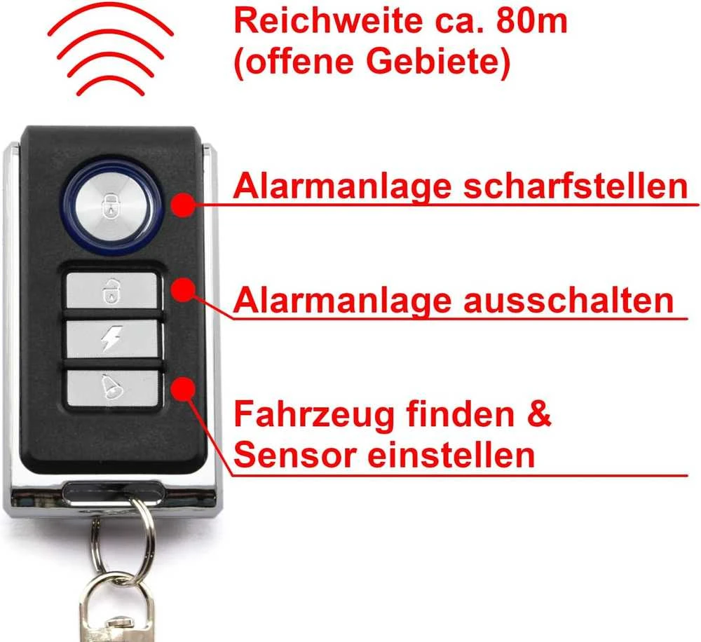 Area1 motociklo signalizacijos sistema Easy 2 Fit, 12 V, 2 radijo pulteliai, 125 dB, universali