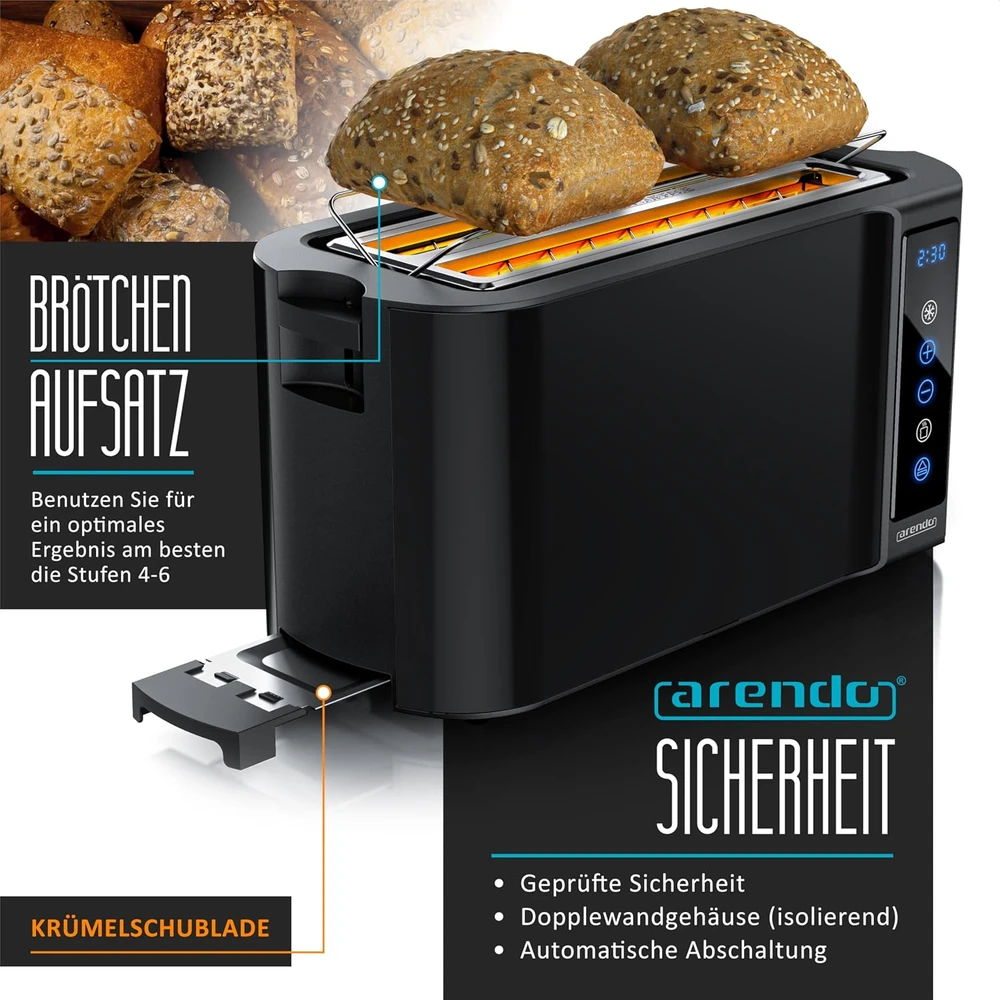 Arendo 4 riekelių skrudintuvas 1500 W su jutikliniu ekranu ir ilga anga 722307005722