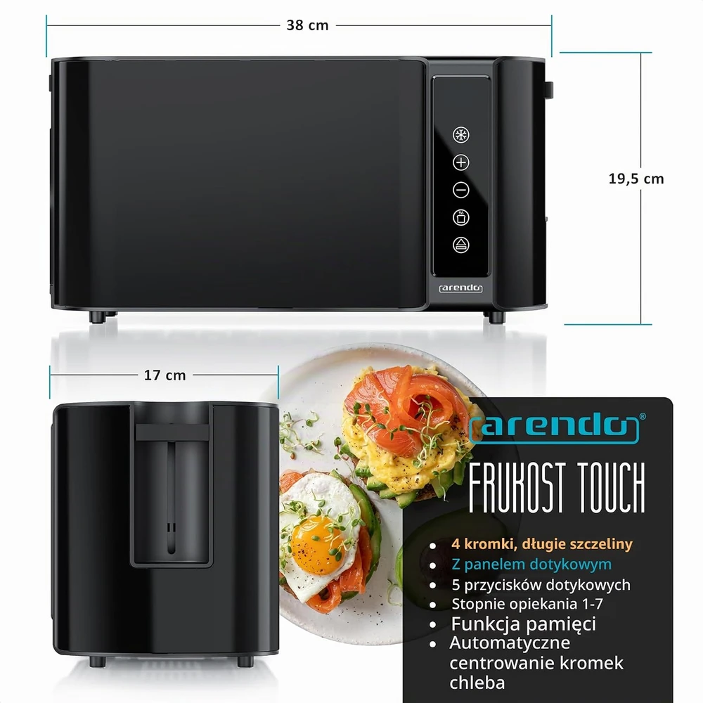 Arendo 4 riekelių skrudintuvas 1500 W su jutikliniu ekranu ir ilga anga 722307005722