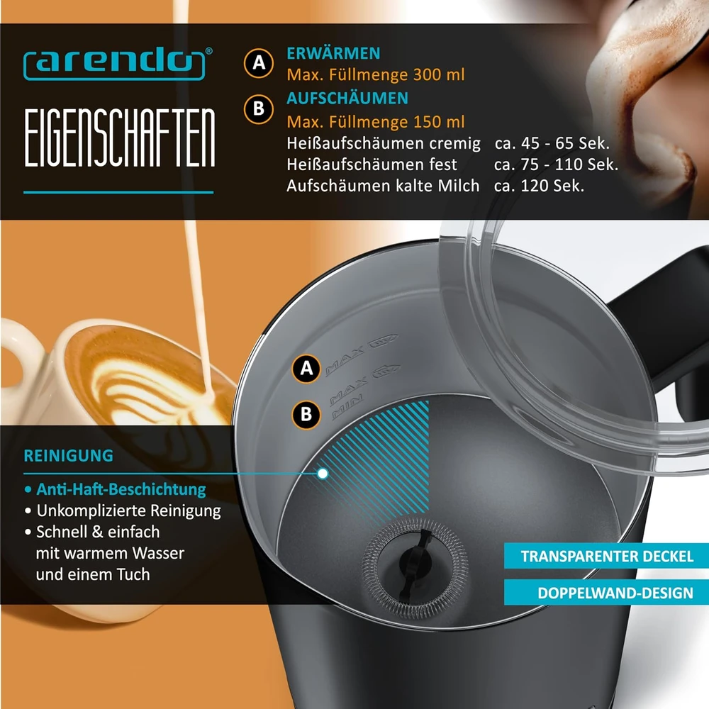 Arendo elektrinis pieno plakiklis 4 viename, 500 W, 150–300 ml, A306903x3