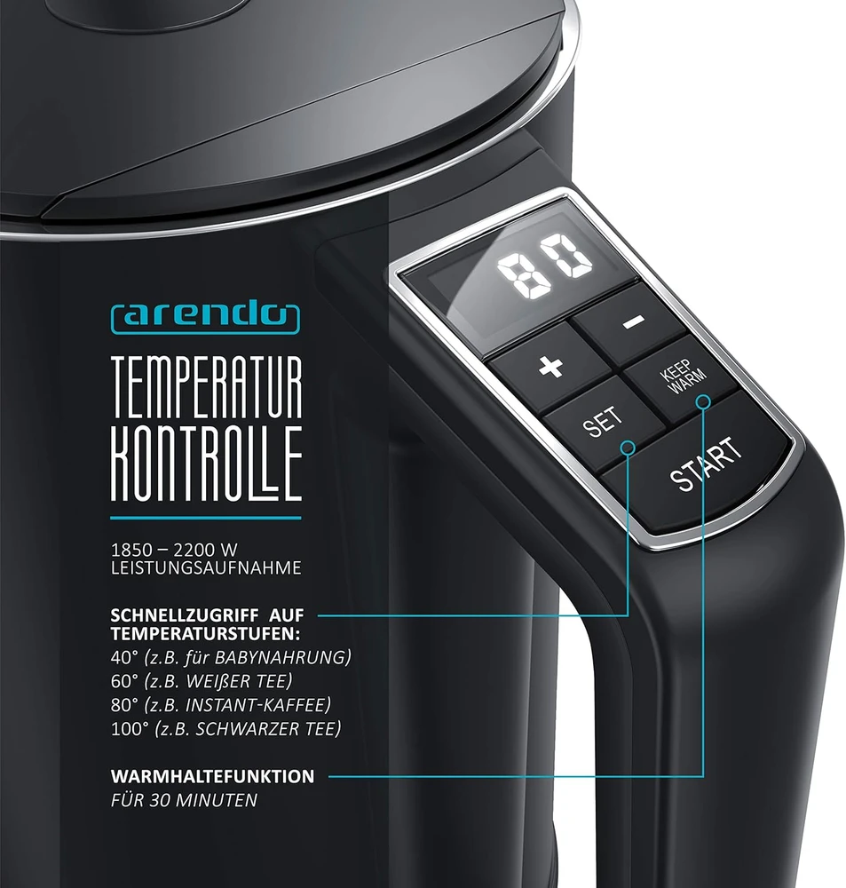 Arendo elektrinis virdulys 1,5 l, 2200 W, temperatūros nustatymas, 847416384