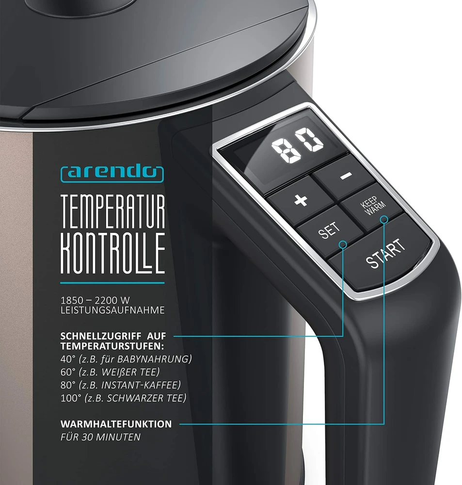 Arendo elektrinis virdulys ELEGANT 1,5 l, 2200 W, reguliuojama temperatūra, 722304584722