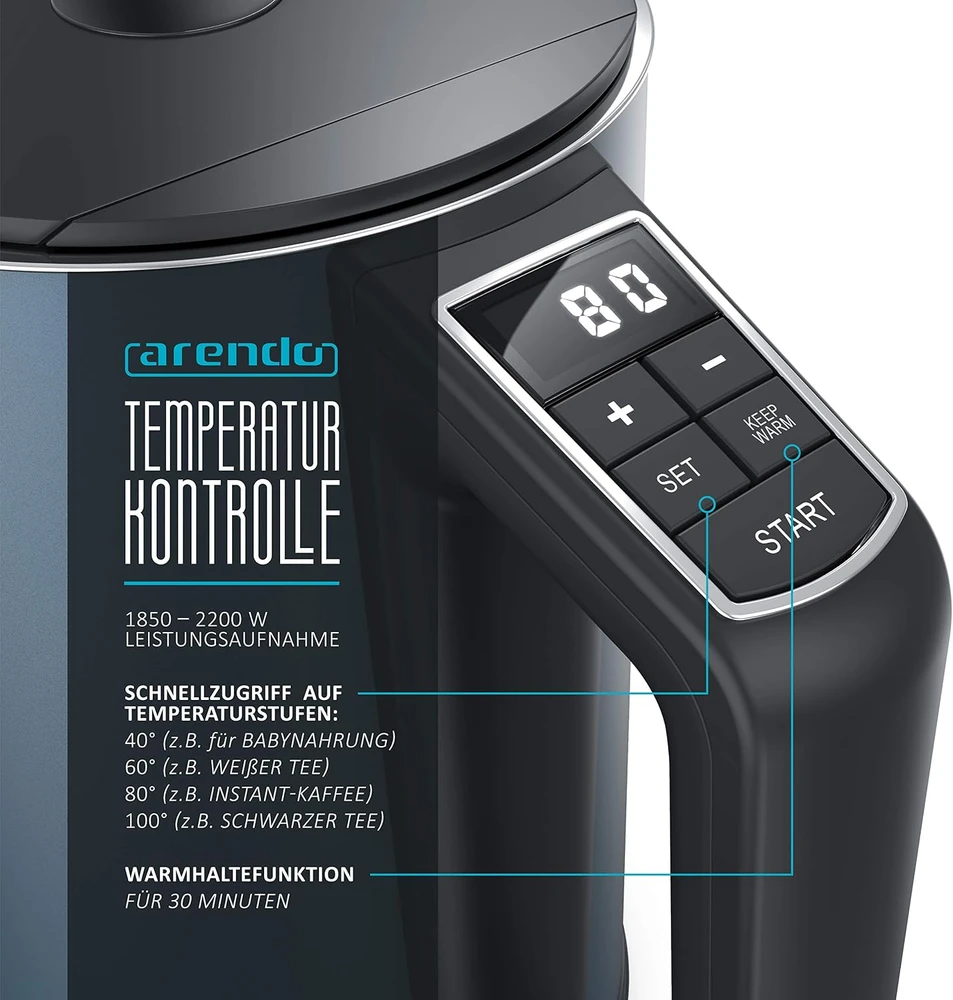 Arendo elektrinis virdulys ELEGANT 1,5 l 2200 W su temperatūros reguliavimu 304583