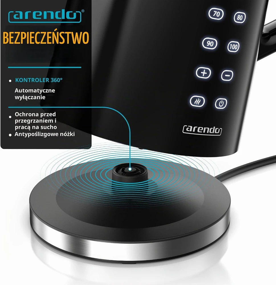 Arendo elektrinis virdulys su temperatūros reguliavimu 1,7 l 2200 W A306976x3