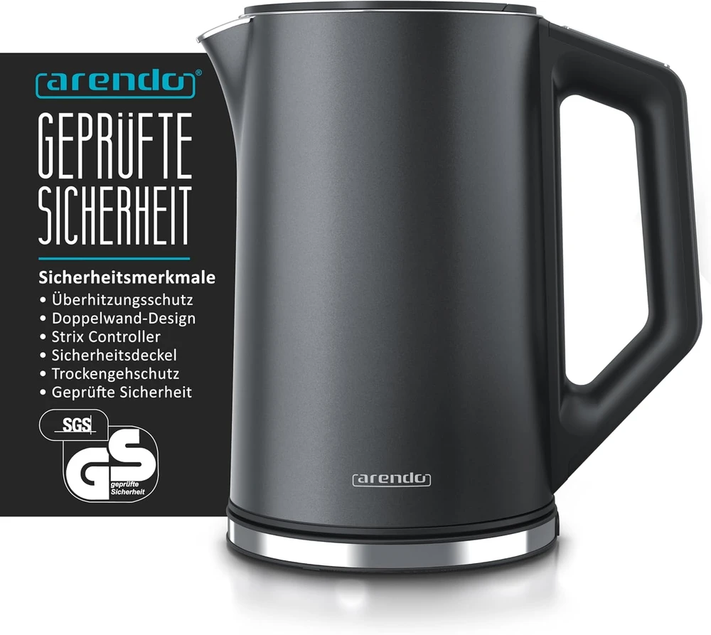 Arendo elektrinis virdulys su temperatūros reguliavimu 40–100 °C, 1,5 l, 2200 W ELEGANT