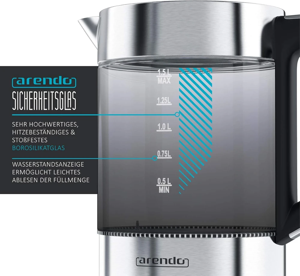 Arendo elektrinis virdulys su temperatūros reguliavimu, 1,5 l, 2200 W, 722304681722