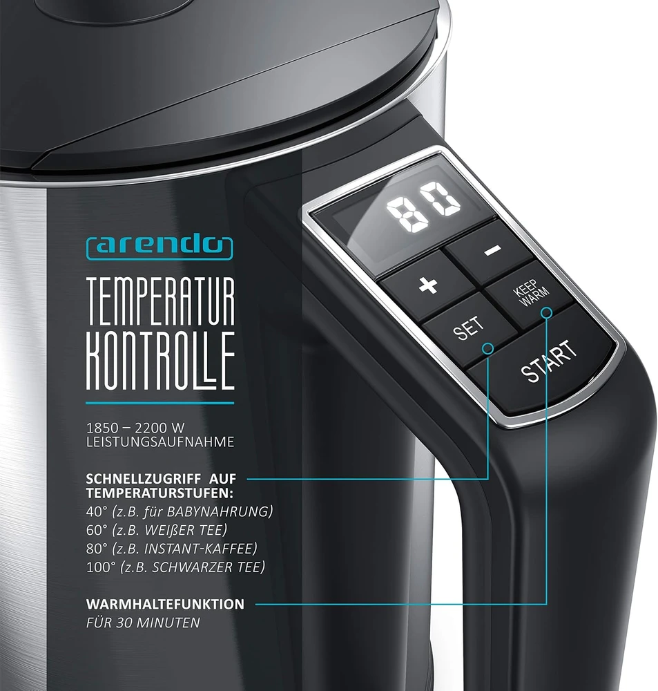 Arendo elektrinis virdulys su temperatūros reguliavimu 1,5 l, 2200 W, ELEGANT 16816816146