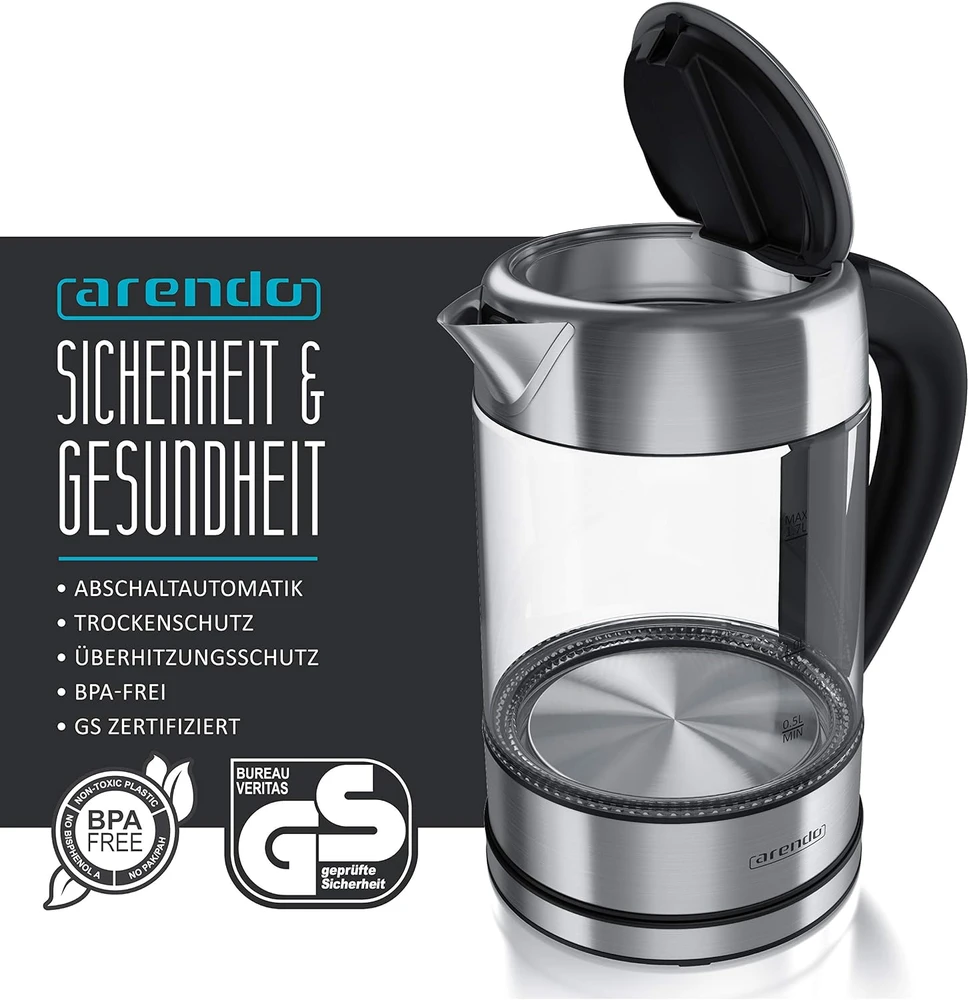 Arendo elektrinis virdulys su temperatūros reguliavimu 1,7 l, 2200 W, 85168161