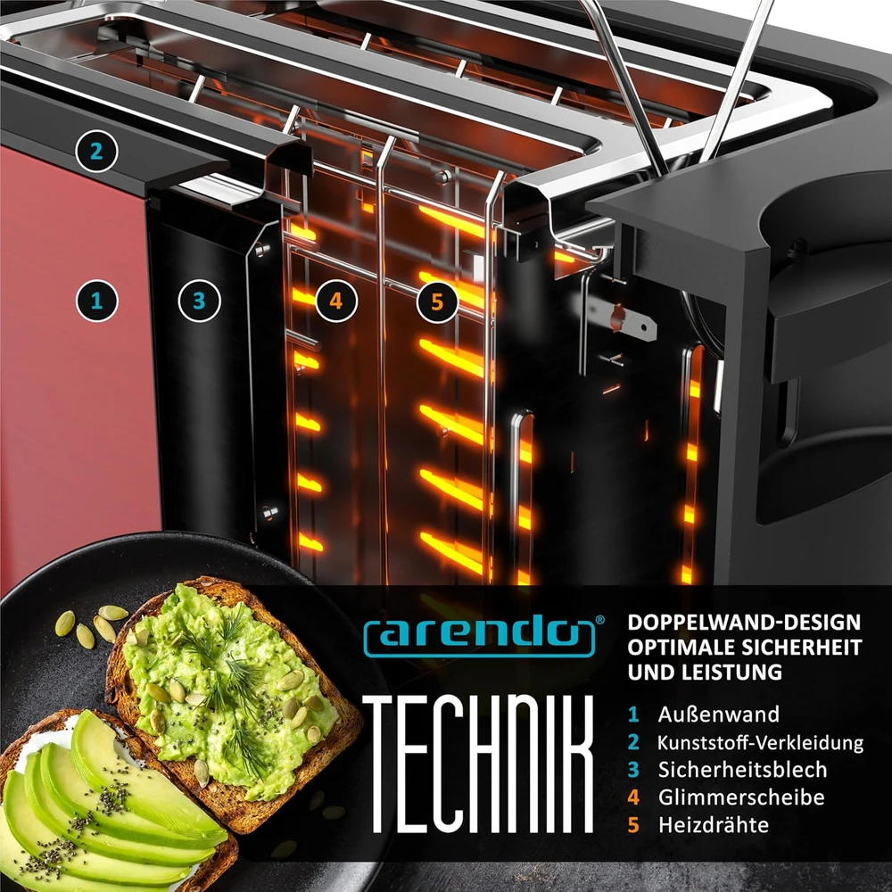Arendo lietimui jautrus skrudintuvas 2 riekelėms, 800 W, su LED ekranu, 6841861641