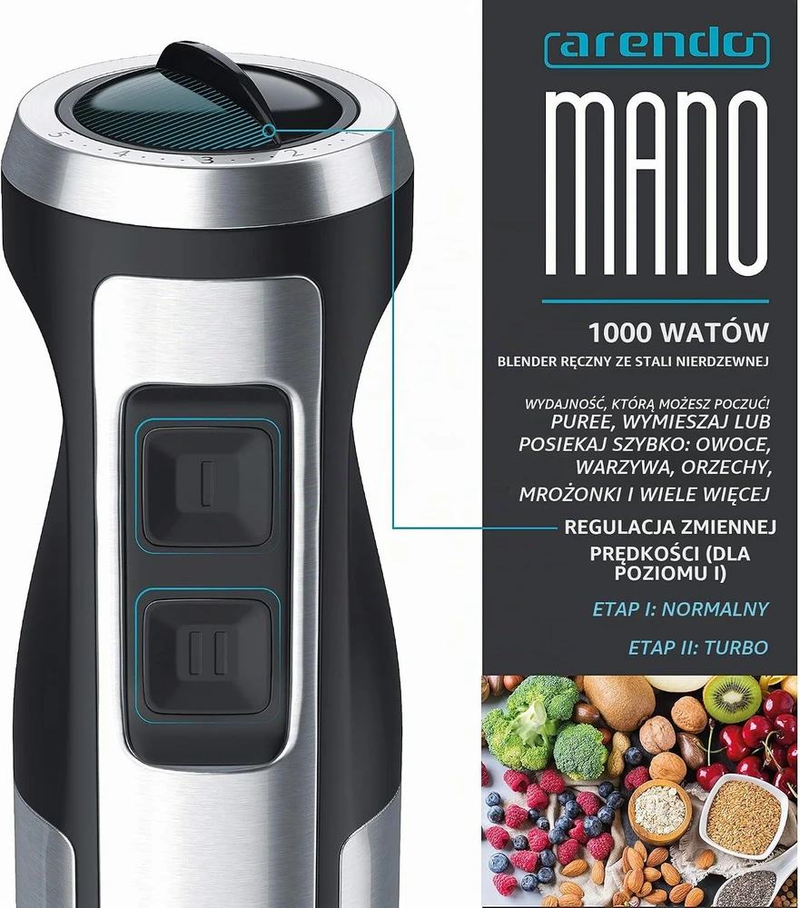 Arendo rankinis trintuvas 1000 W su keturių ašmenų nerūdijančiojo plieno peiliu B07PM48VN7
