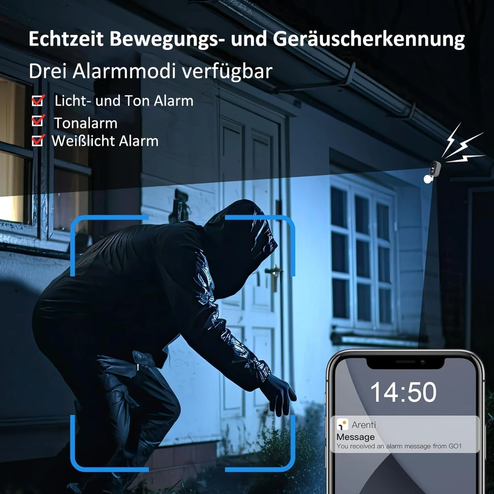 ARENTI lauko belaidė apsaugos kamera 1080p Wi-Fi IP65 GO1+SP1