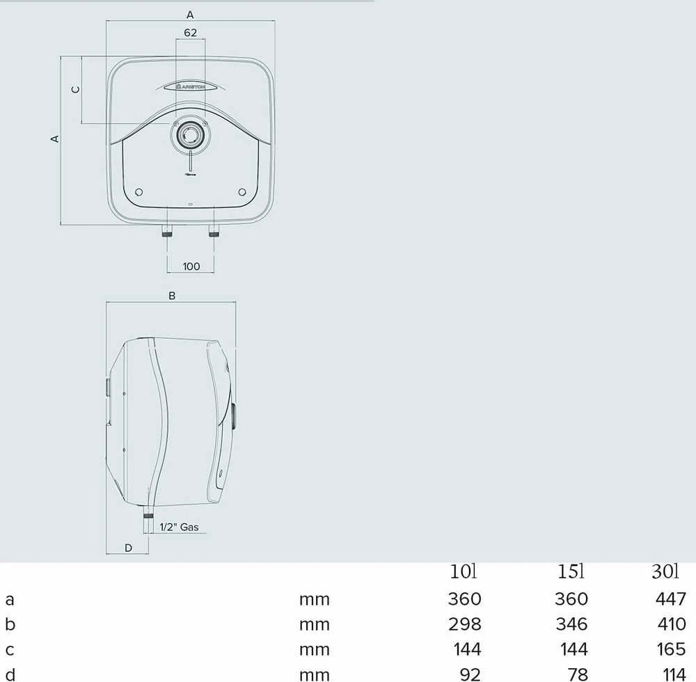 Ariston elektrinis vandens šildytuvas 10 l, po kriaukle, 1,2 kW, 220 V, 3100853