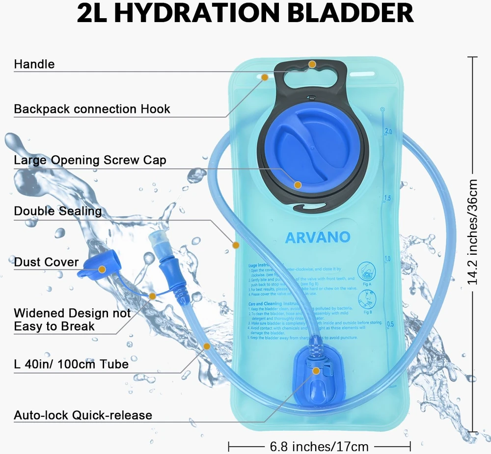 Arvano vandens gertuves kuprinė su 2 l rezervuaru, 15 l talpos, nailoninė, izoliuota, juoda