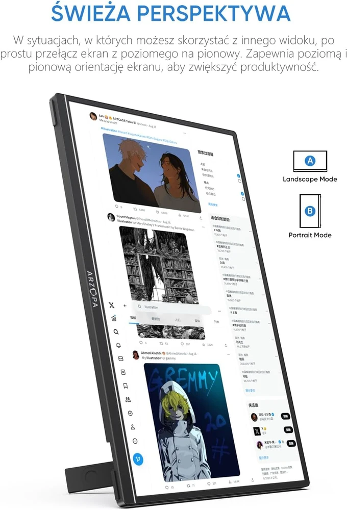 ARZOPA nešiojamasis monitorius 14 colių FHD IPS 1920 × 1080 60 Hz A1S