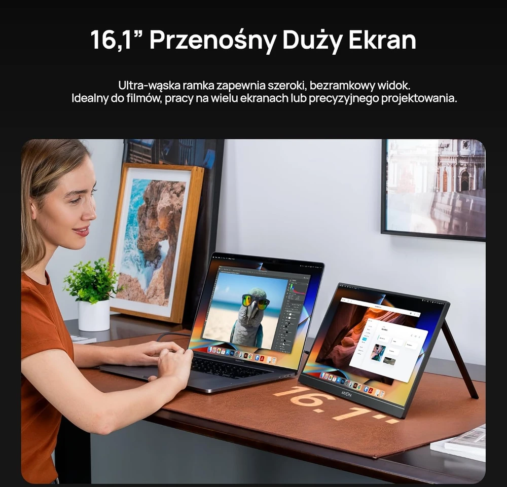ARZOPA nešiojamasis monitorius 16,1 col. FHD IPS 60 Hz su USB-C ir Mini HDMI Z1C