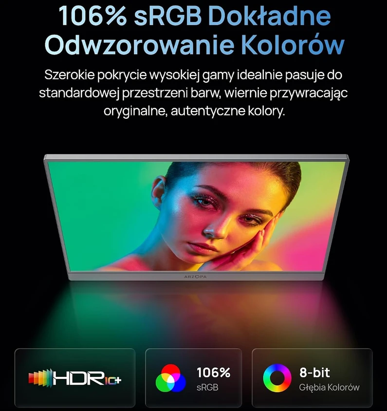 ARZOPA nešiojamasis monitorius 16,1 col. FHD 144 Hz USB-C mini HDMI Z1FC